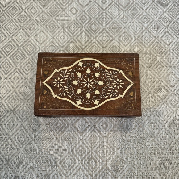 Bone Inlaid Wooden Jewelry Box - Picture 5 of 6